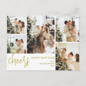 5 Photo Elegant Script Modern Happy New Year シーズンポストカード (正面)