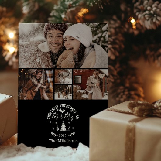 5 Photo First Christmas as Mr. & Mrs シーズンカード