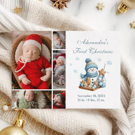 5 Photo First Christmas Birth Announcement  シーズンカード