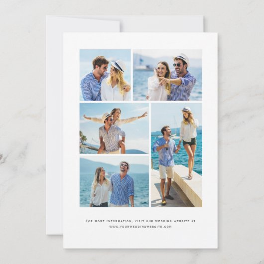 5-Photo Navy Blue Rose Gold Agate Wedding 招待状 (裏面)