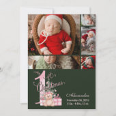 5 Photo  Pink Green Baby First Christmas シーズンカード (正面)