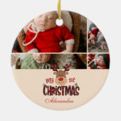 5 Photo Plaid Reindeer Baby First Christmas セラミックオーナメント (裏面)