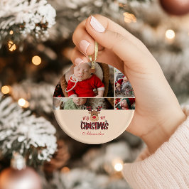 5 Photo Plaid Reindeer Baby First Christmas セラミックオーナメント