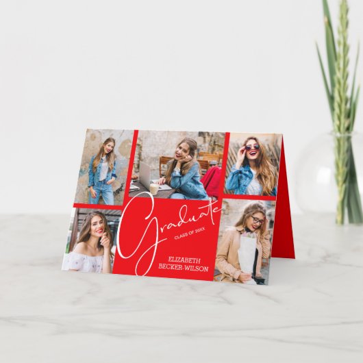 5 Photo Red卒業発表 招待状 (正面)