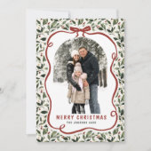 5 Photo Retro Christmas Hand Drawn Red Bow Ribbon シーズンカード (正面)