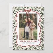 5 Photo Retro Christmas Hand Drawn Red Bow Ribbon シーズンカード (正面)