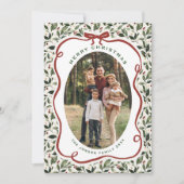 5 Photo Retro Christmas Hand Drawn Red Bow Ribbon シーズンカード (正面)