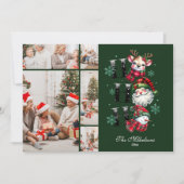 5 Photo Retro Gingham Santa & Friends Christmas シーズンカード (正面)
