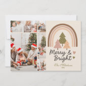 5 Photo Retro Neutral Rainbow Merry & Bright シーズンカード (正面)
