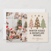 5 Photo Retro Winter Kisses & Snowflake Wishes シーズンカード (正面)
