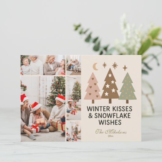 5 Photo Retro Winter Kisses & Snowflake Wishes シーズンカード (スタンド正面)