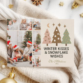 5 Photo Retro Winter Kisses & Snowflake Wishes シーズンカード