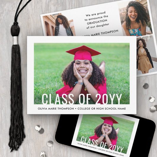 5 Photo Simple Modern Bold Class Year Graduation 案内状