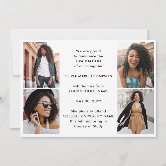 5 Photo Simple Modern Bold Class Year Graduation 案内状 (裏面)