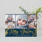 5 PHOTO Sparkleクリスマスグリーティング金ゴールド 箔シーズンカード (立ち正面)