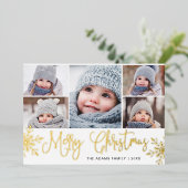 5 PHOTO Sparkleクリスマスグリーティング金ゴールド 箔シーズンカード (立ち正面)
