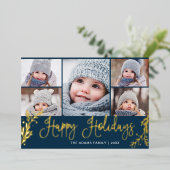 5 PHOTO Sparkleクリスマスグリーティング金ゴールド 箔シーズンカード (立ち正面)