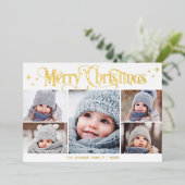 5 PHOTO Sparkleクリスマスグリーティング金ゴールド 箔シーズンカード (立ち正面)