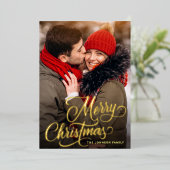 5 PHOTO Sparkleメリークリスマスグリーティング金ゴールド 箔シーズンカード (立ち正面)