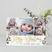 5 PHOTO Sparkleメリークリスマスグリーティング金ゴールド 箔シーズンカード (立ち正面)