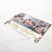 5 PHOTO Sparkleメリークリスマスグリーティング金ゴールド 箔シーズンカード (回転した状態)