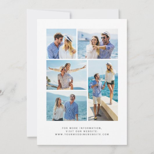 5-Photo Teal Blue Rose Gold Agate Wedding 招待状 (裏面)