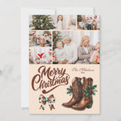 5 Photo Western Bow & Boots Christmas シーズンカード (正面)