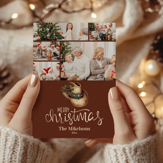 5 Photo Western Cowboy Hat Christmas シーズンカード