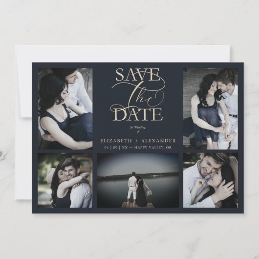 5 Photos Blue Chic Trendy Collage Wedding Covid19 (正面)