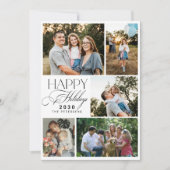 5 photos Christmas modern script Happy Holidays シーズンカード (正面)