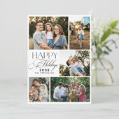 5 photos Christmas modern script Happy Holidays シーズンカード (スタンド正面)