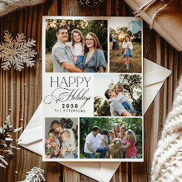 5 photos Christmas modern script Happy Holidays シーズンカード