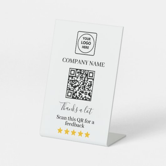5 Star Business Review QR Modern Display Now 台座サイン (正面)