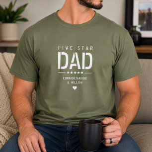 5 STAR DAD モダンでおしゃれなカスタムテキスト ファーザーズデイTシャツ Tシャツ