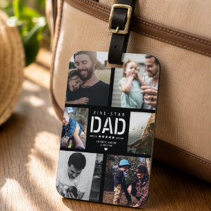 5 STAR DAD モダンでおしゃれなフォトコラージュ 父の日 ラゲッジタグ