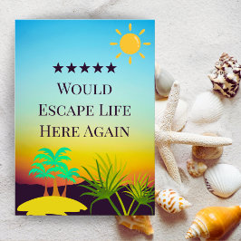 5 Star Rental Host Review Editable Guest Sunset  サンキューカード