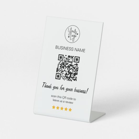 5 Star Review QRコードのビジネスレビュー 台座サイン (正面)