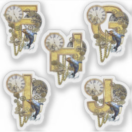 5 Steampunk F G H E J彫刻ステッカー シール
