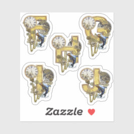 5 Steampunk F G H E J彫刻ステッカー シール