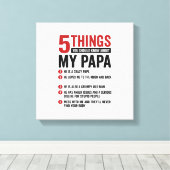 5 Things About My Papa Funny Vintage Shirt Design_ キャンバスプリント (インサイチュ (ウッドフロア))