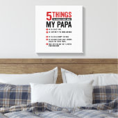 5 Things About My Papa Funny Vintage Shirt Design_ キャンバスプリント (インサイチュ (寝室))