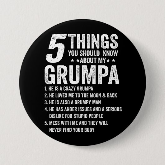 5 Things You Should Know About Grumpa 缶バッジ (正面)