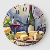 #5  Wine and Cheese  ラージ壁時計 (正面)