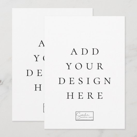 5"x7"垂直カード 招待状 (正面/裏面)