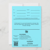 5"x7" Electric Blue Performance Gift Certificate (裏面)