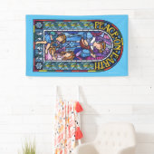 5' x 3'クリスマスビニールバナーステンドグラス 横断幕 (インサイチュ)