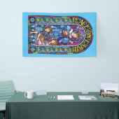 5' x 3'クリスマスビニールバナーステンドグラス 横断幕 (トレードショー)