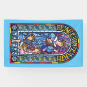 5' x 3'クリスマスビニールバナーステンドグラス 横断幕 (横)