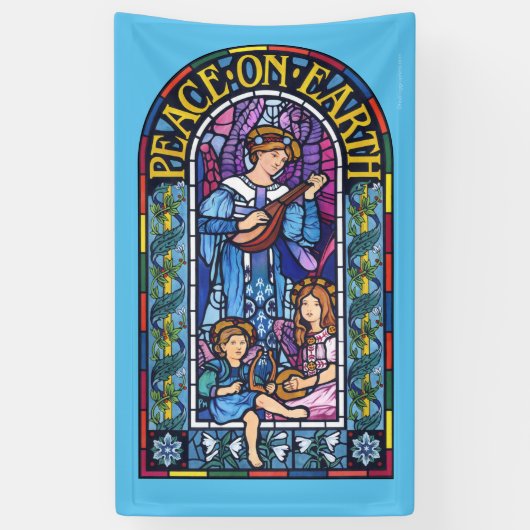 5' x 3'クリスマスビニールバナーステンドグラス 横断幕 (縦)