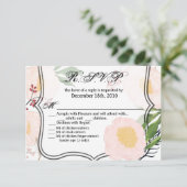 5 x 3.5 R.S.V.P.カード白フローラ花オンホワイト 招待状 (スタンド正面)